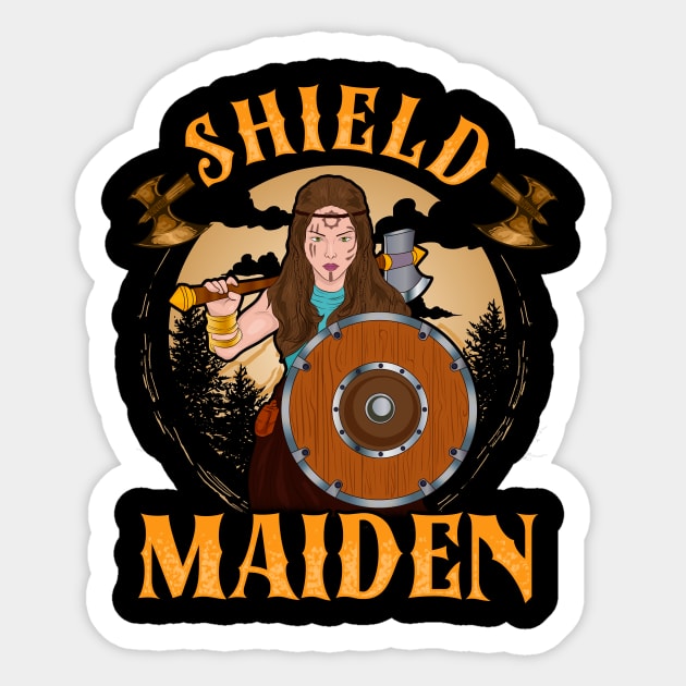 Shield Maiden Female Viking Warrior Norse Myth Sticker by theperfectpresents